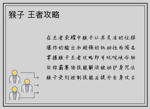 猴子 王者攻略